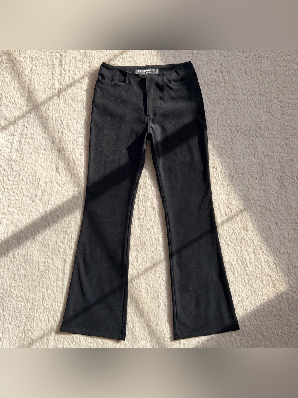 Y2K 90’s Vintage Periscope PS-3983 Faux Suede Low-Rise Flare Pants Goth Grunge 3